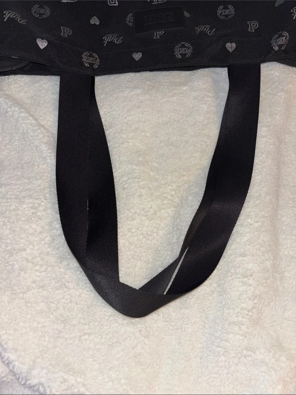 PINK Victoria's Secret Black Tote with Pink & Silver Logo Accents